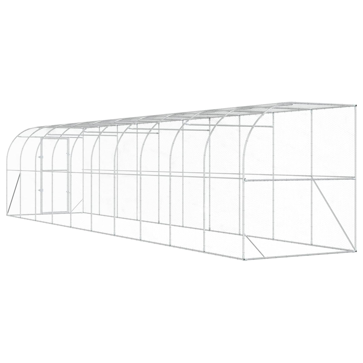 Against Wall Chicken Coop Silver 600 x 150 x 215 cm