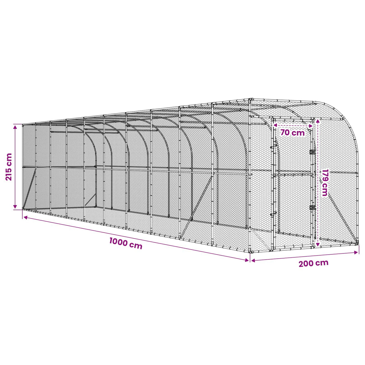 Against Wall Chicken Coop Silver 600 x 150 x 215 cm