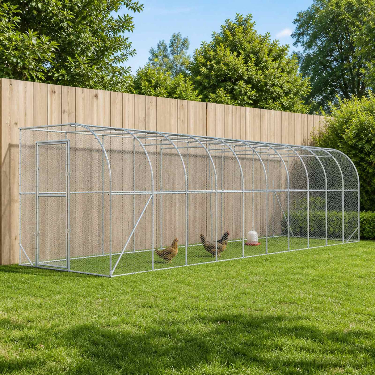 Against Wall Chicken Coop Silver 600 x 150 x 215 cm