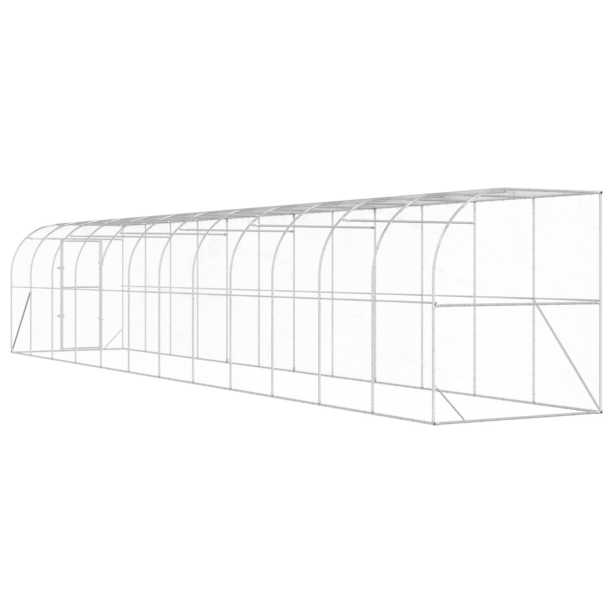 Against Wall Chicken Coop Silver 600 x 150 x 215 cm