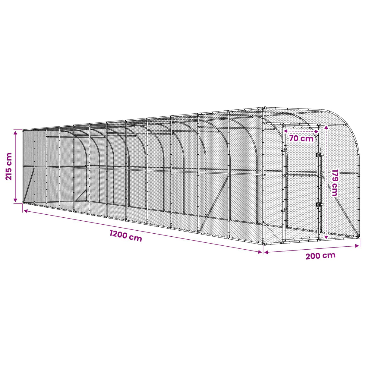 Against Wall Chicken Coop Silver 600 x 150 x 215 cm