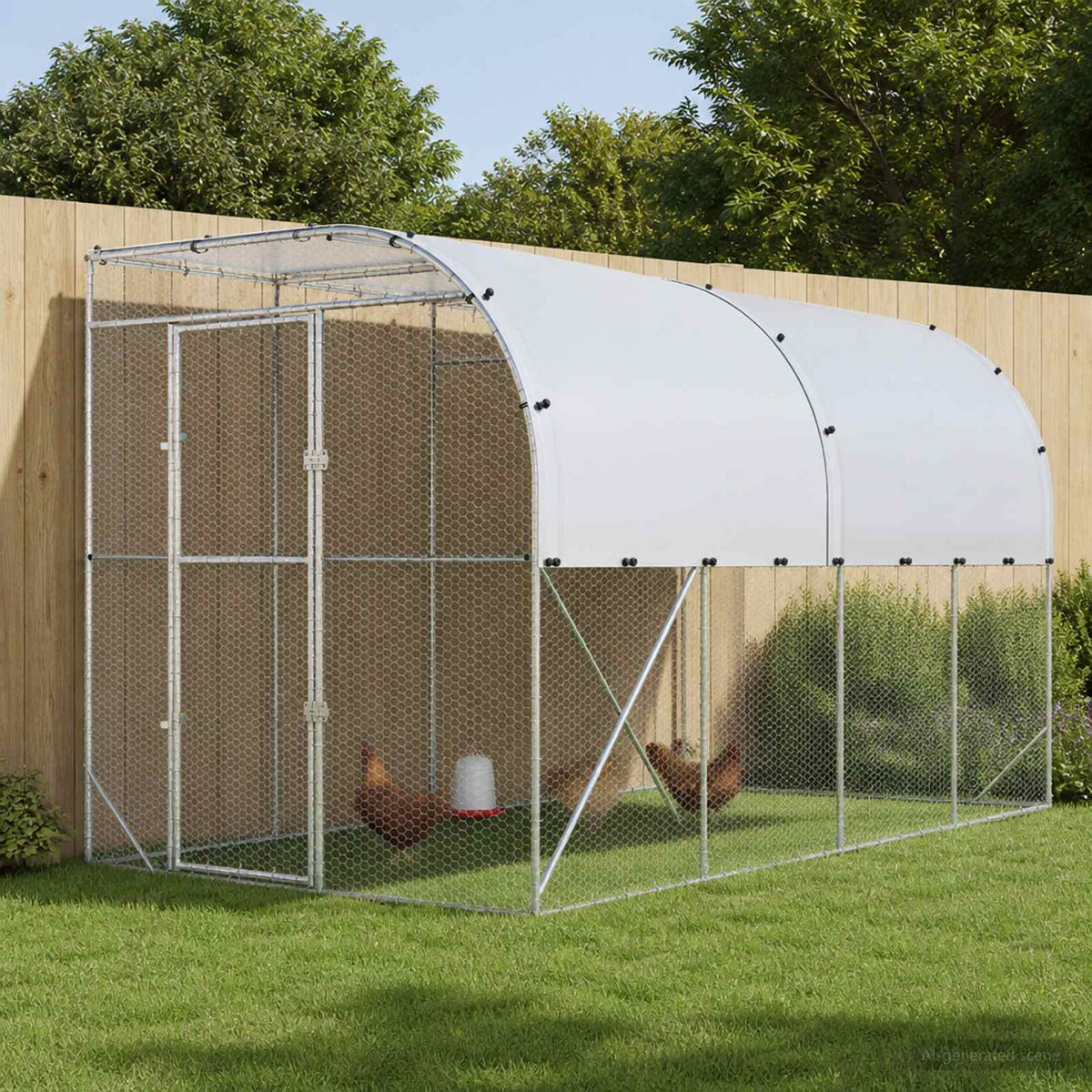 Against Wall Chicken Coop Silver 600 x 150 x 215 cm