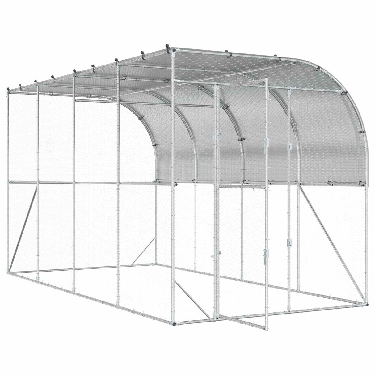 Against Wall Chicken Coop Silver 600 x 150 x 215 cm