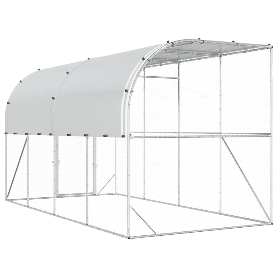 Against Wall Chicken Coop Silver 600 x 150 x 215 cm