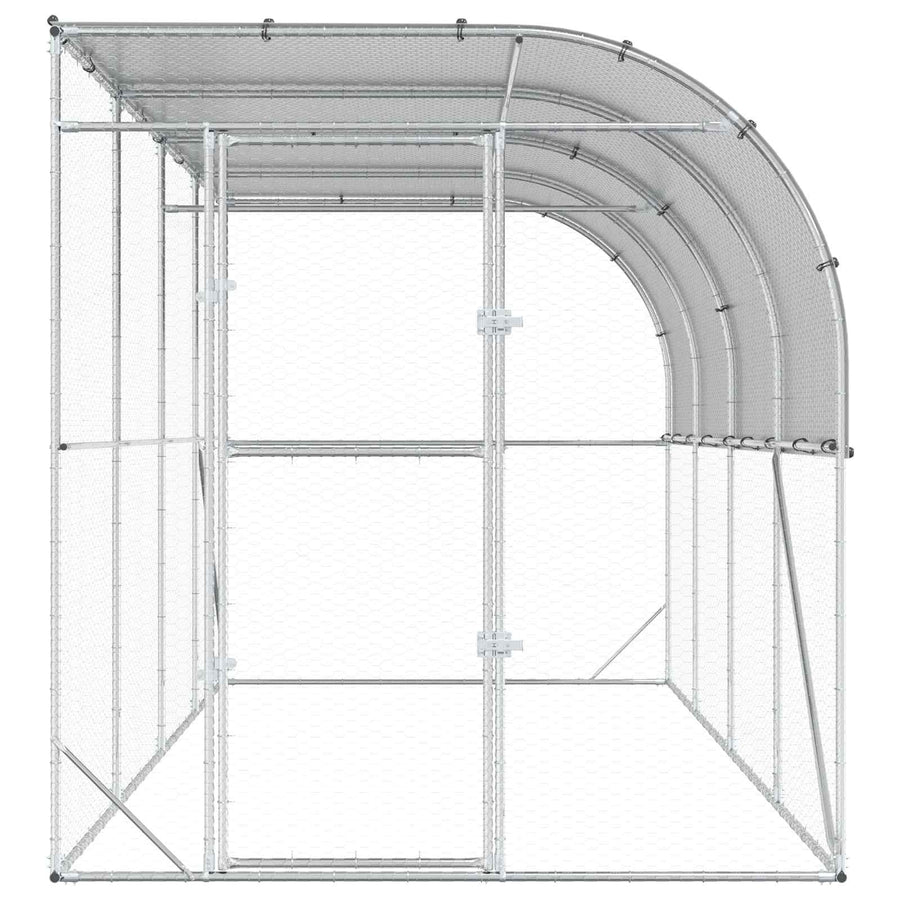 Against Wall Chicken Coop Silver 600 x 150 x 215 cm
