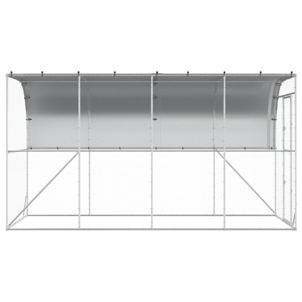 Against Wall Chicken Coop Silver 600 x 150 x 215 cm