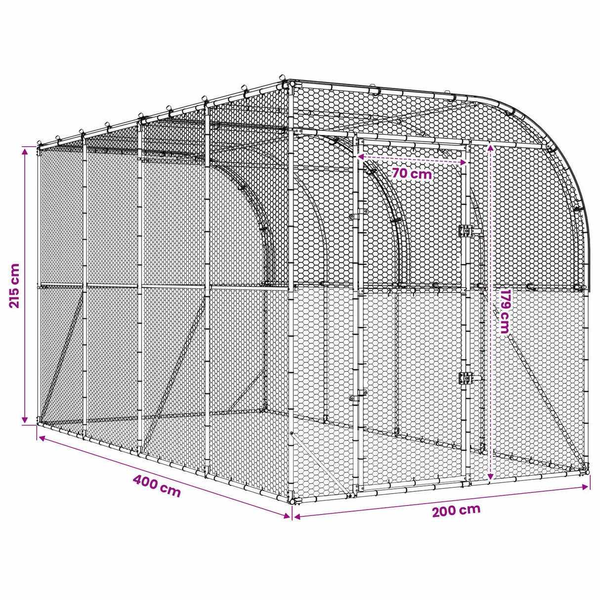 Against Wall Chicken Coop Silver 600 x 150 x 215 cm