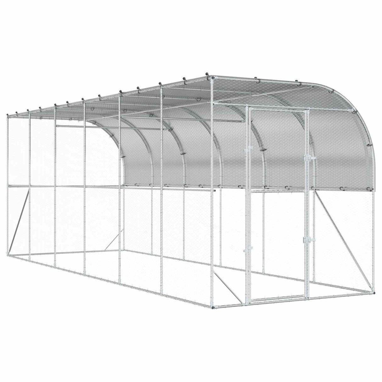 Against Wall Chicken Coop Silver 600 x 150 x 215 cm