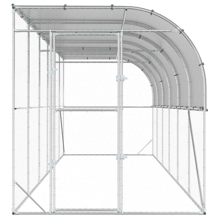 Against Wall Chicken Coop Silver 600 x 150 x 215 cm