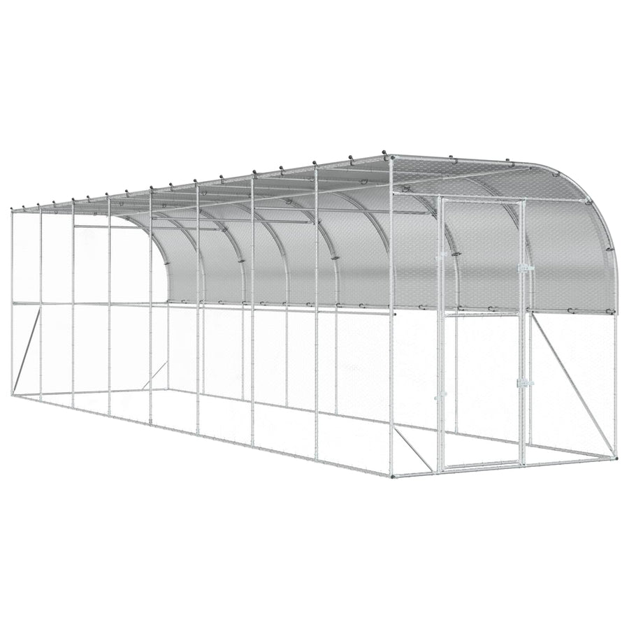 Against Wall Chicken Coop Silver 600 x 150 x 215 cm