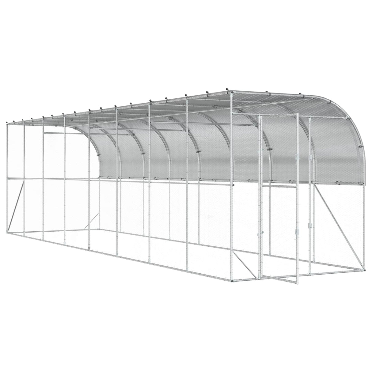Against Wall Chicken Coop Silver 600 x 150 x 215 cm