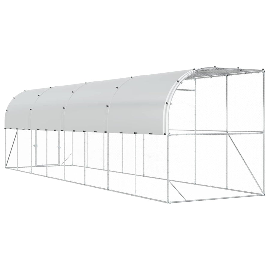 Against Wall Chicken Coop Silver 600 x 150 x 215 cm