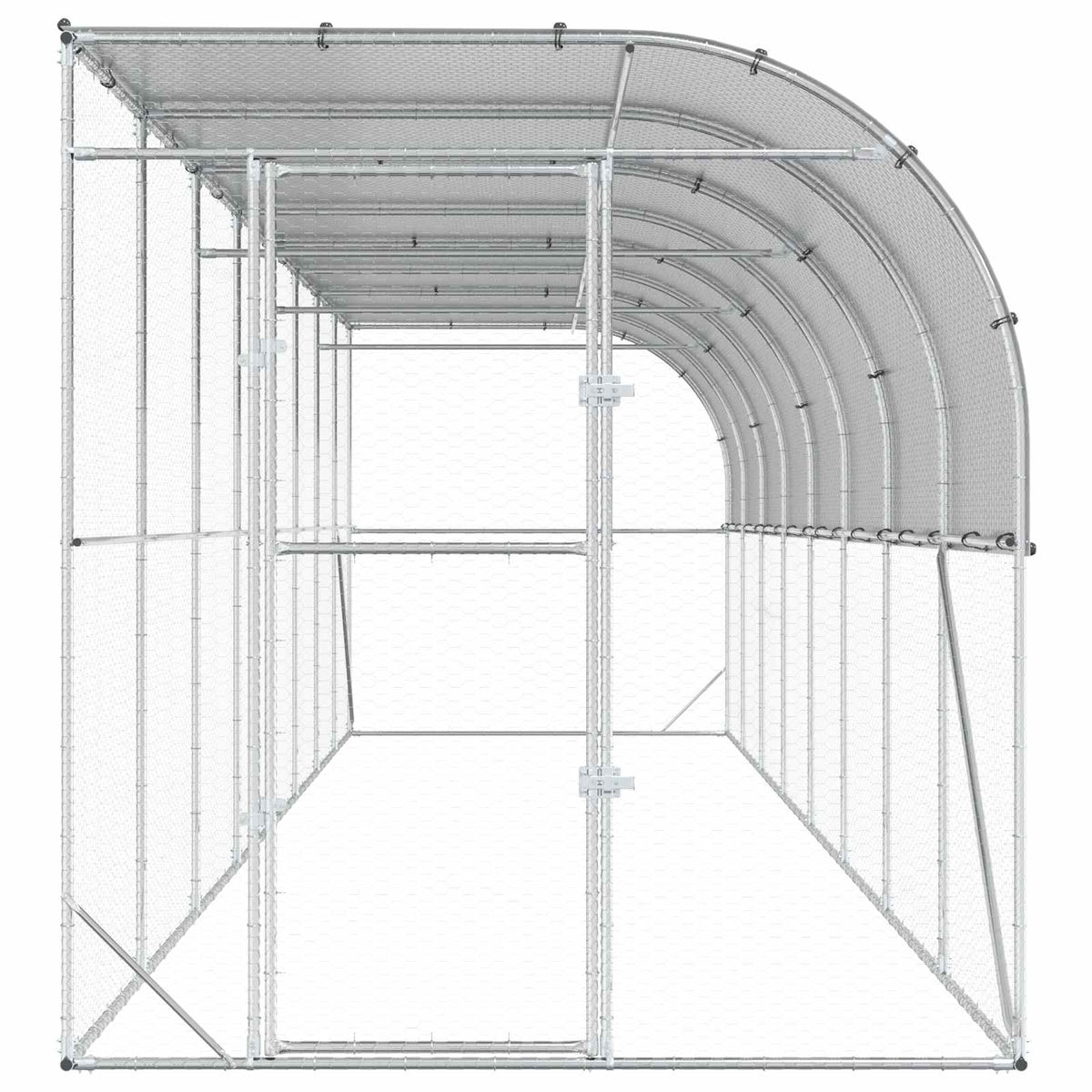 Against Wall Chicken Coop Silver 600 x 150 x 215 cm