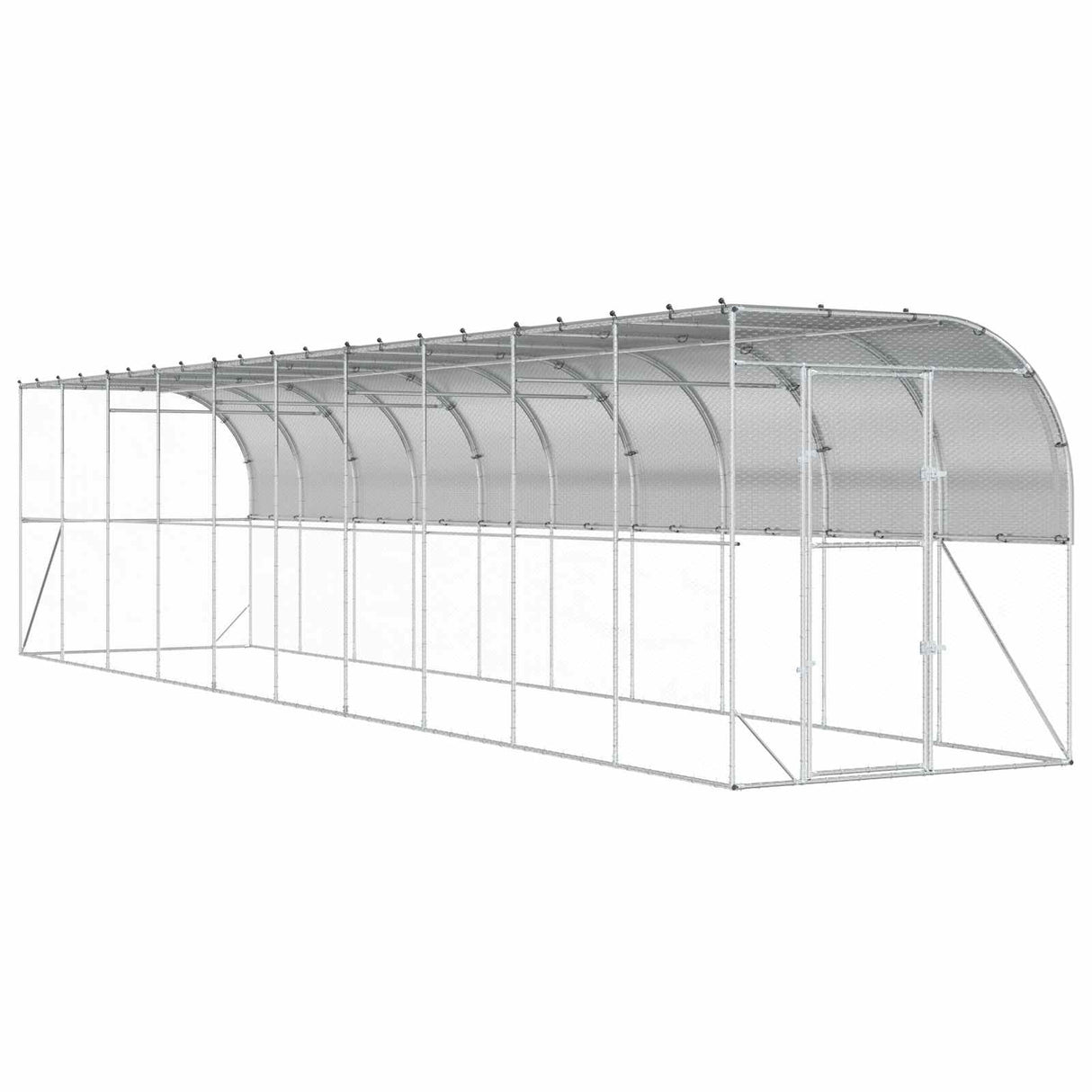 Against Wall Chicken Coop Silver 600 x 150 x 215 cm