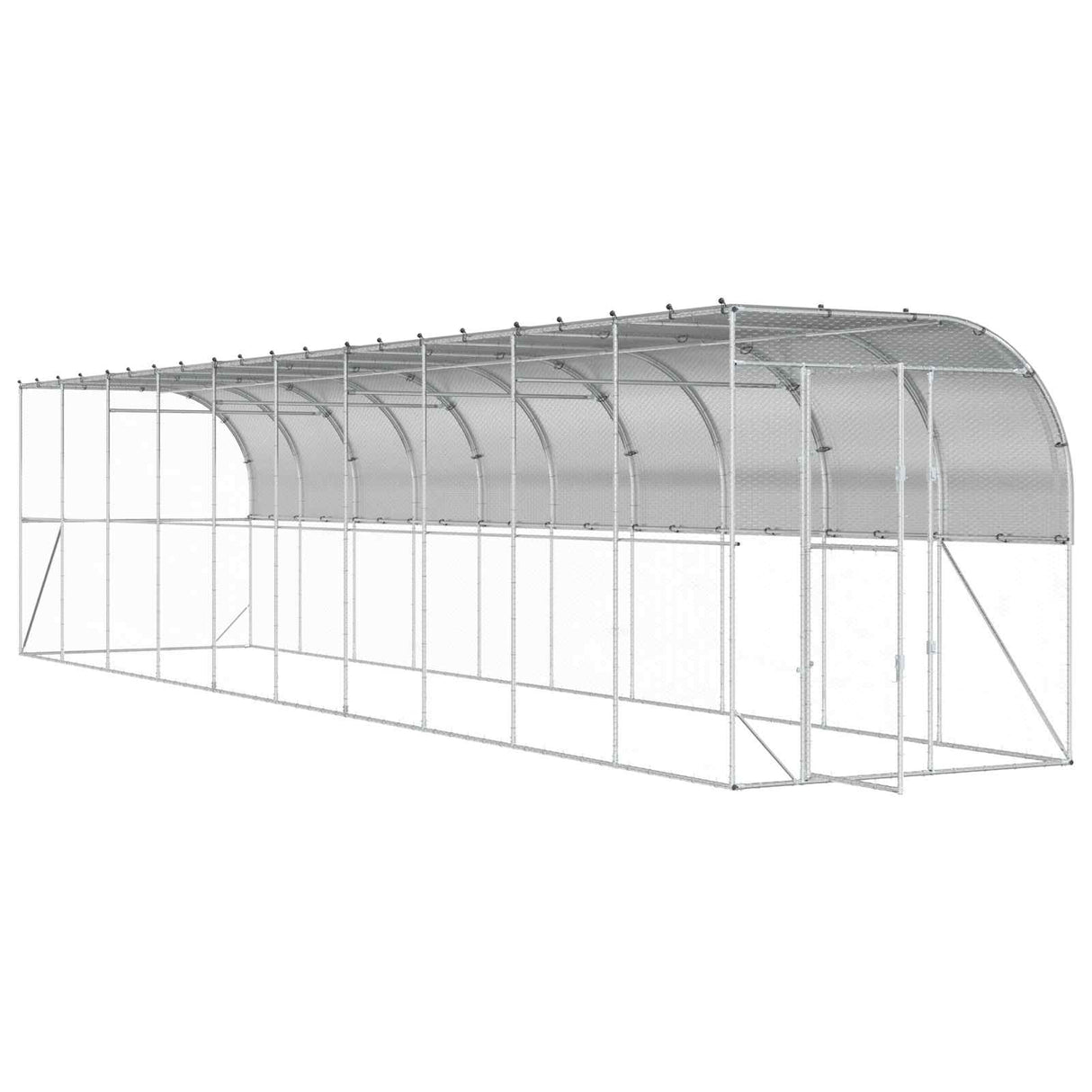 Against Wall Chicken Coop Silver 600 x 150 x 215 cm