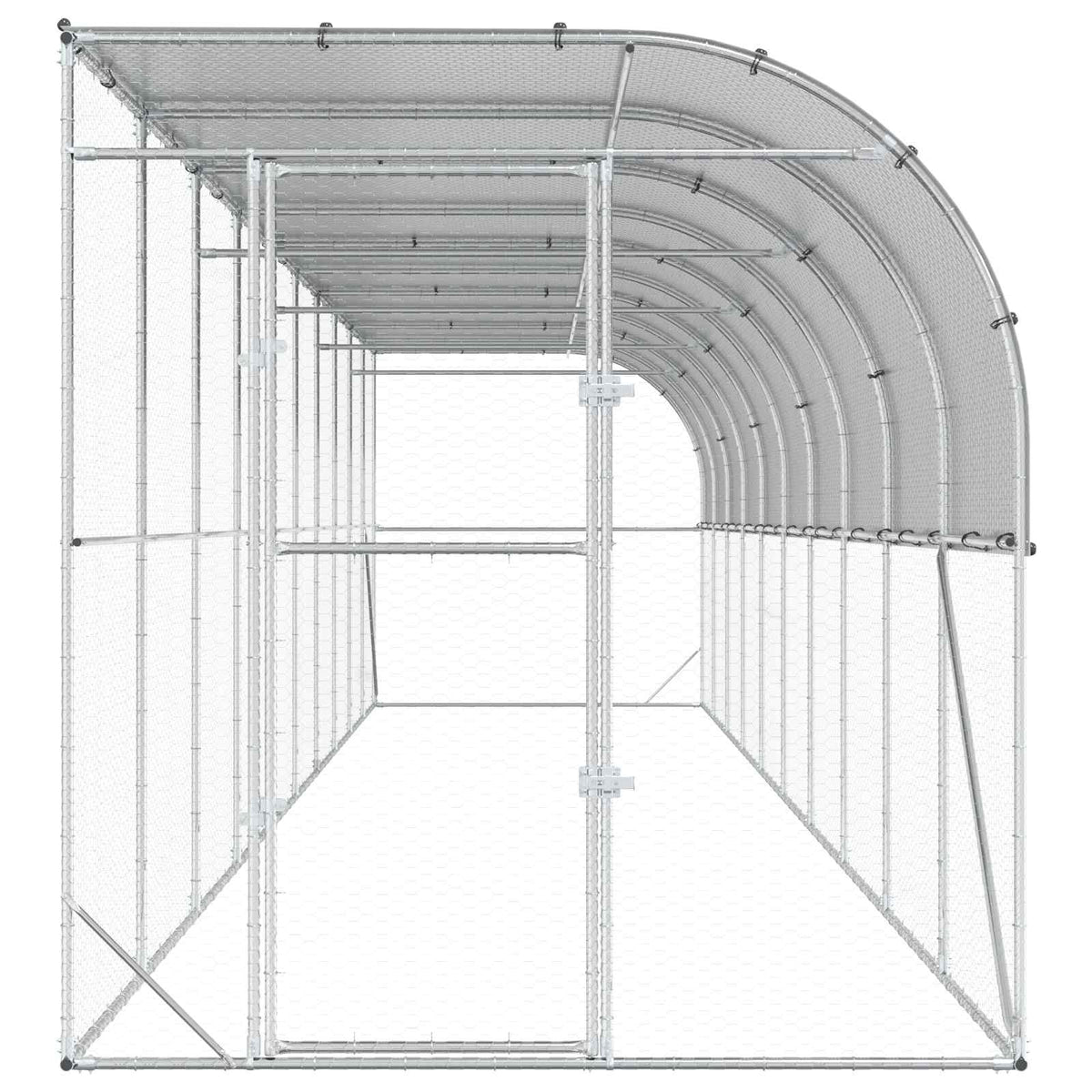 Against Wall Chicken Coop Silver 600 x 150 x 215 cm