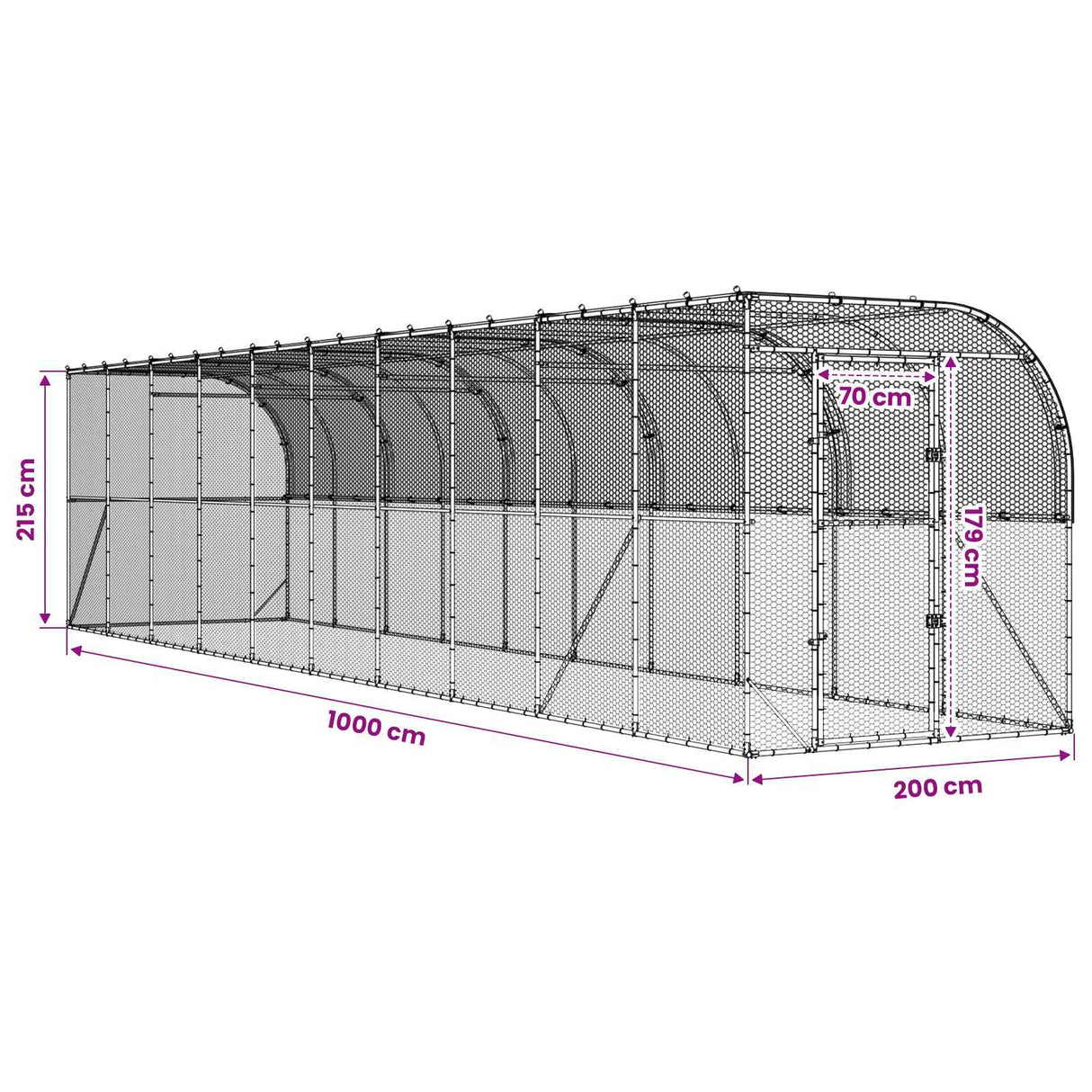 Against Wall Chicken Coop Silver 600 x 150 x 215 cm