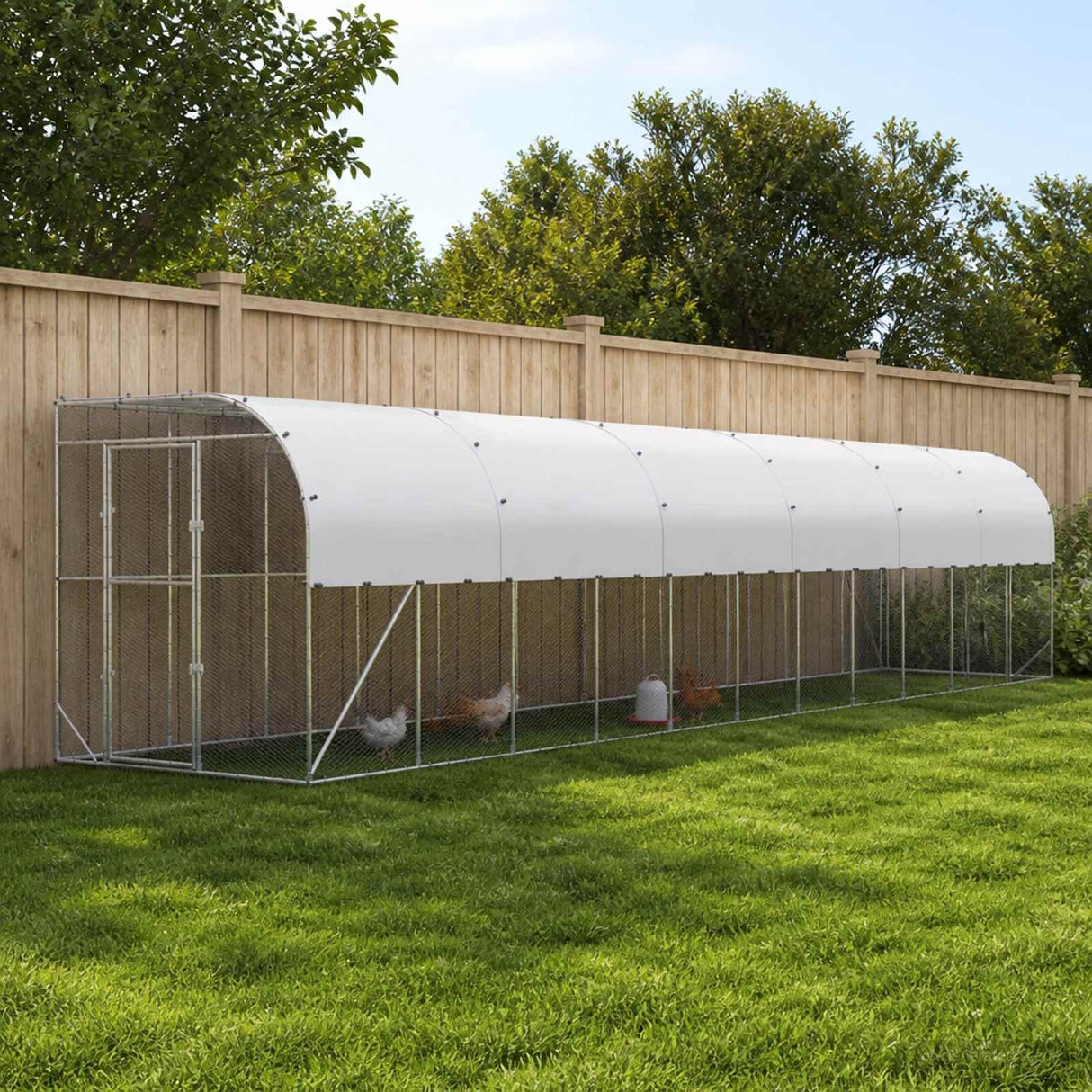 Against Wall Chicken Coop Silver 600 x 150 x 215 cm