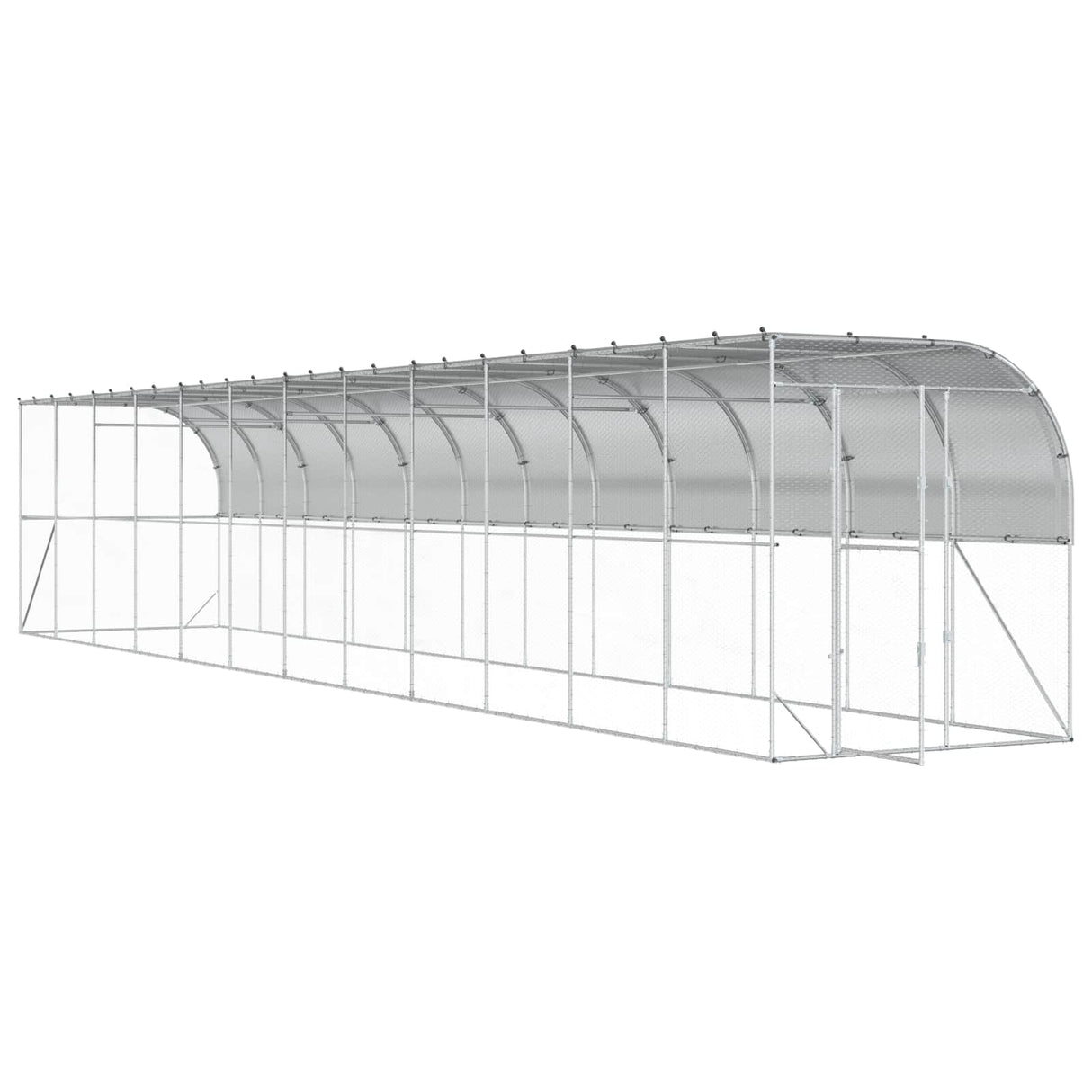 Against Wall Chicken Coop Silver 600 x 150 x 215 cm