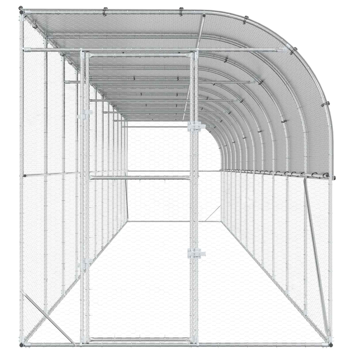 Against Wall Chicken Coop Silver 600 x 150 x 215 cm