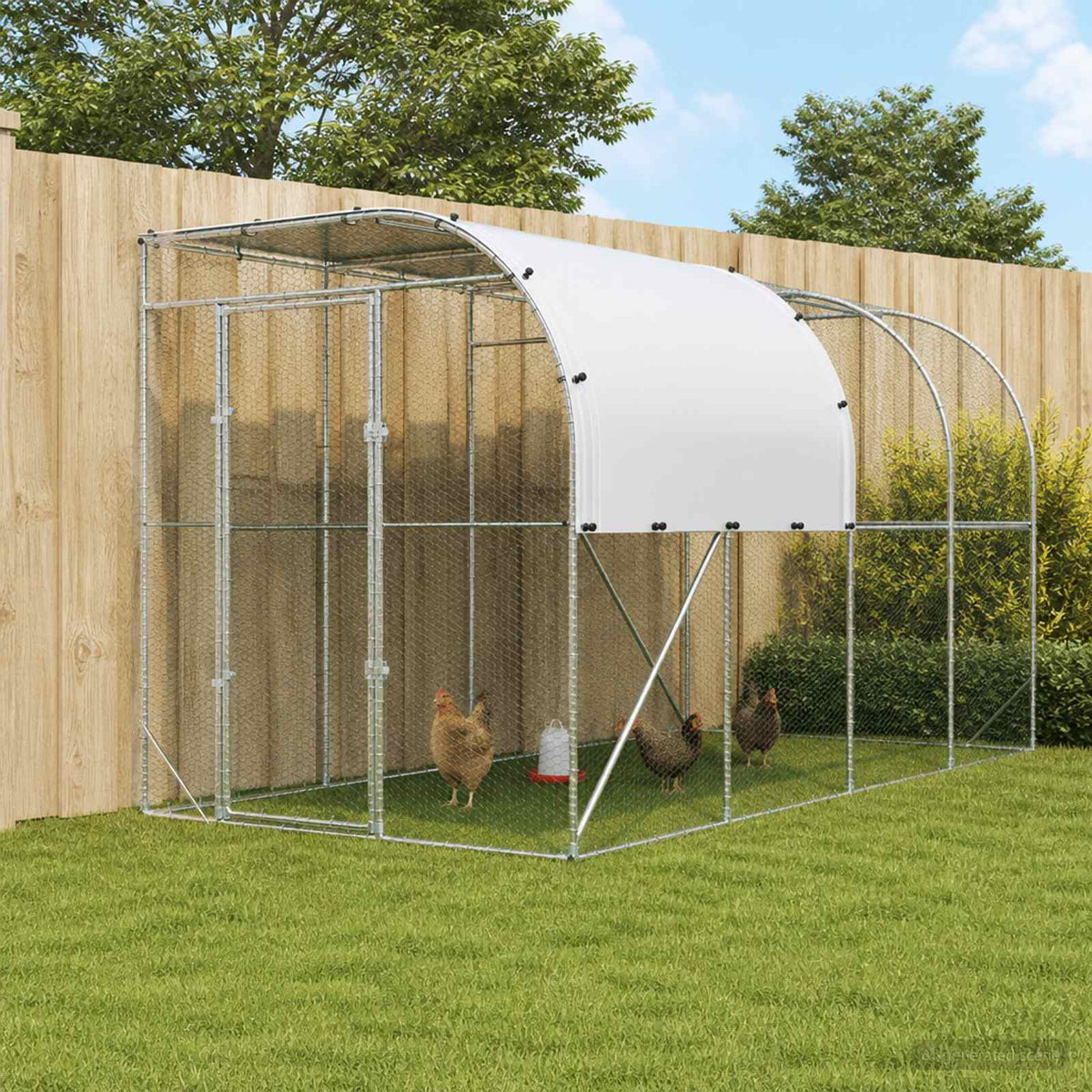 Against Wall Chicken Coop Silver 400 x 200 x 215 cm
