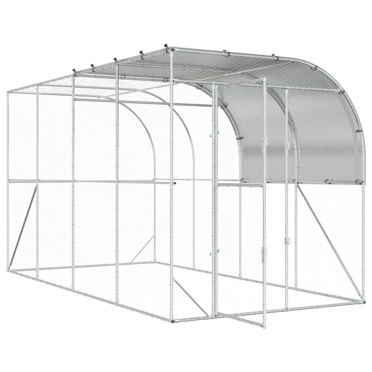 Against Wall Chicken Coop Silver 400 x 200 x 215 cm
