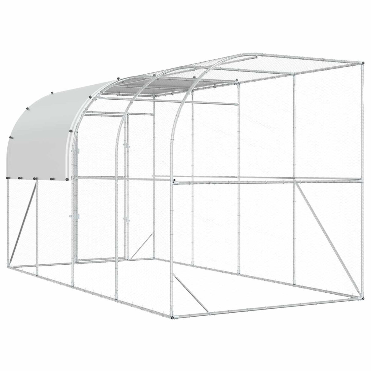 Against Wall Chicken Coop Silver 400 x 200 x 215 cm