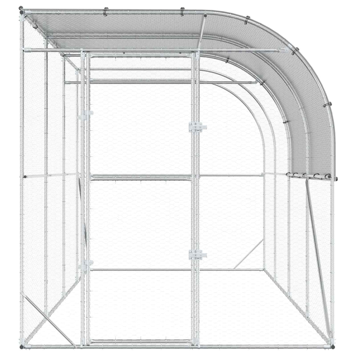 Against Wall Chicken Coop Silver 400 x 200 x 215 cm