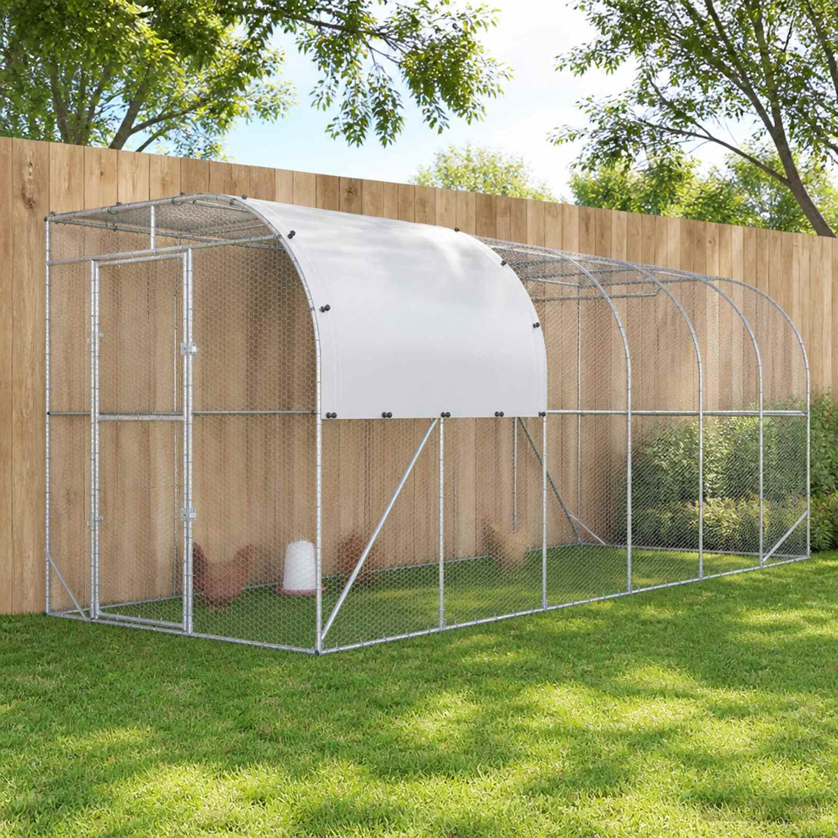 Against Wall Chicken Coop Silver 600 x 200 x 215 cm