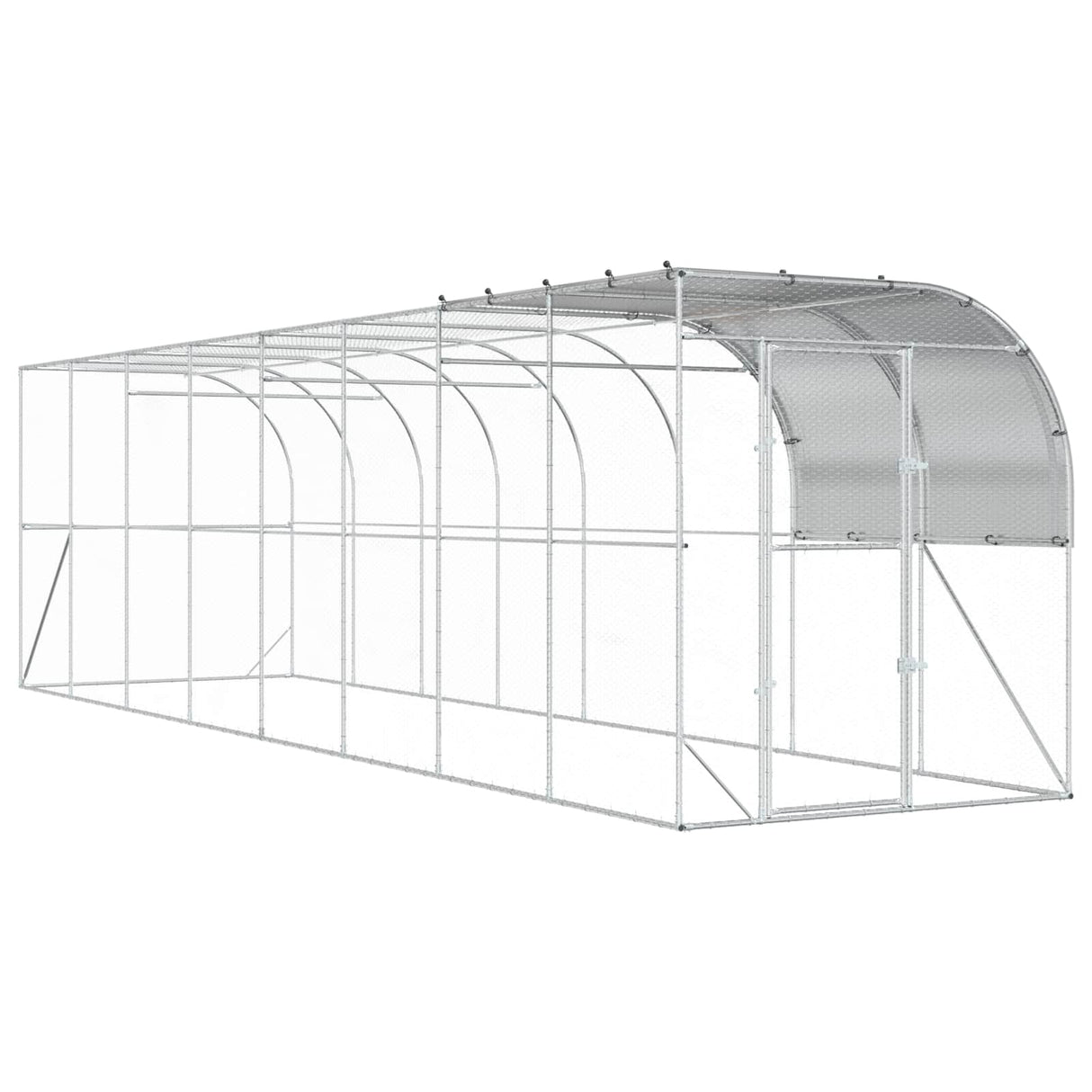 Against Wall Chicken Coop Silver 800 x 200 x 215 cm