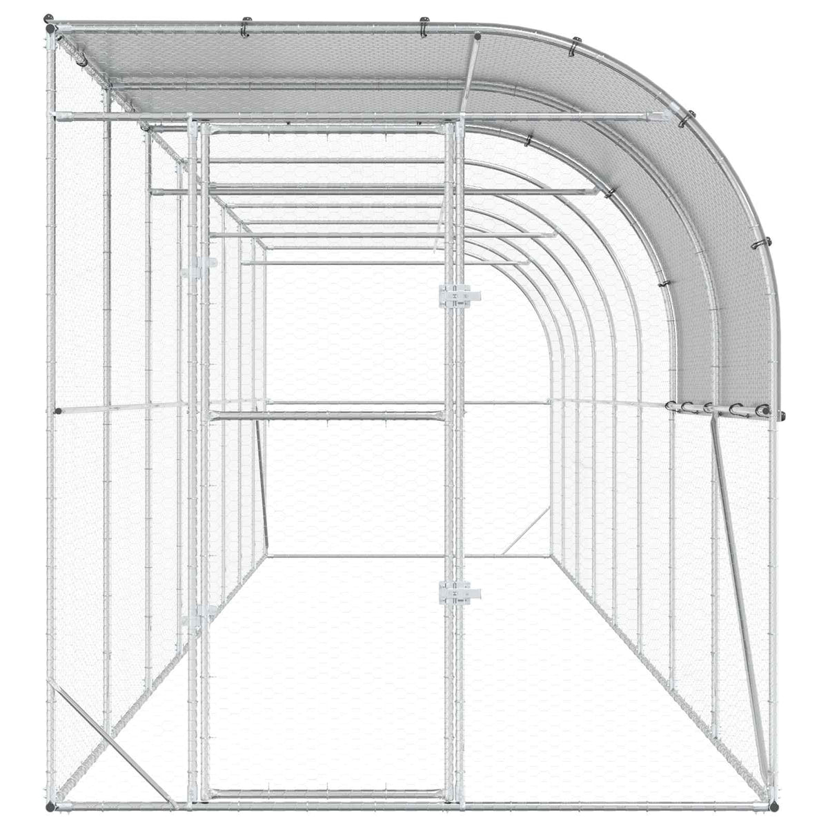Against Wall Chicken Coop Silver 800 x 200 x 215 cm