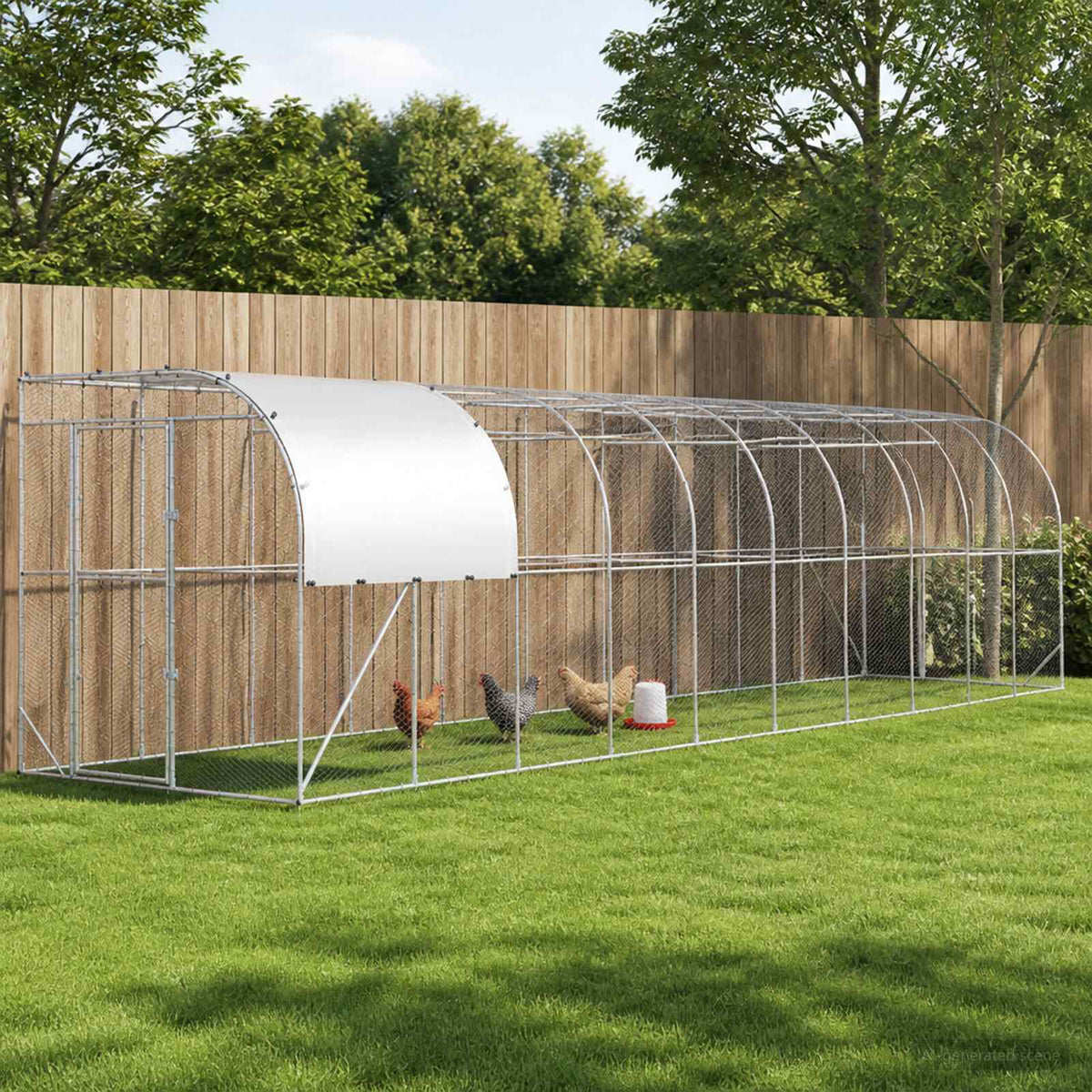 Against Wall Chicken Coop Silver 1000 x 200 x 215 cm