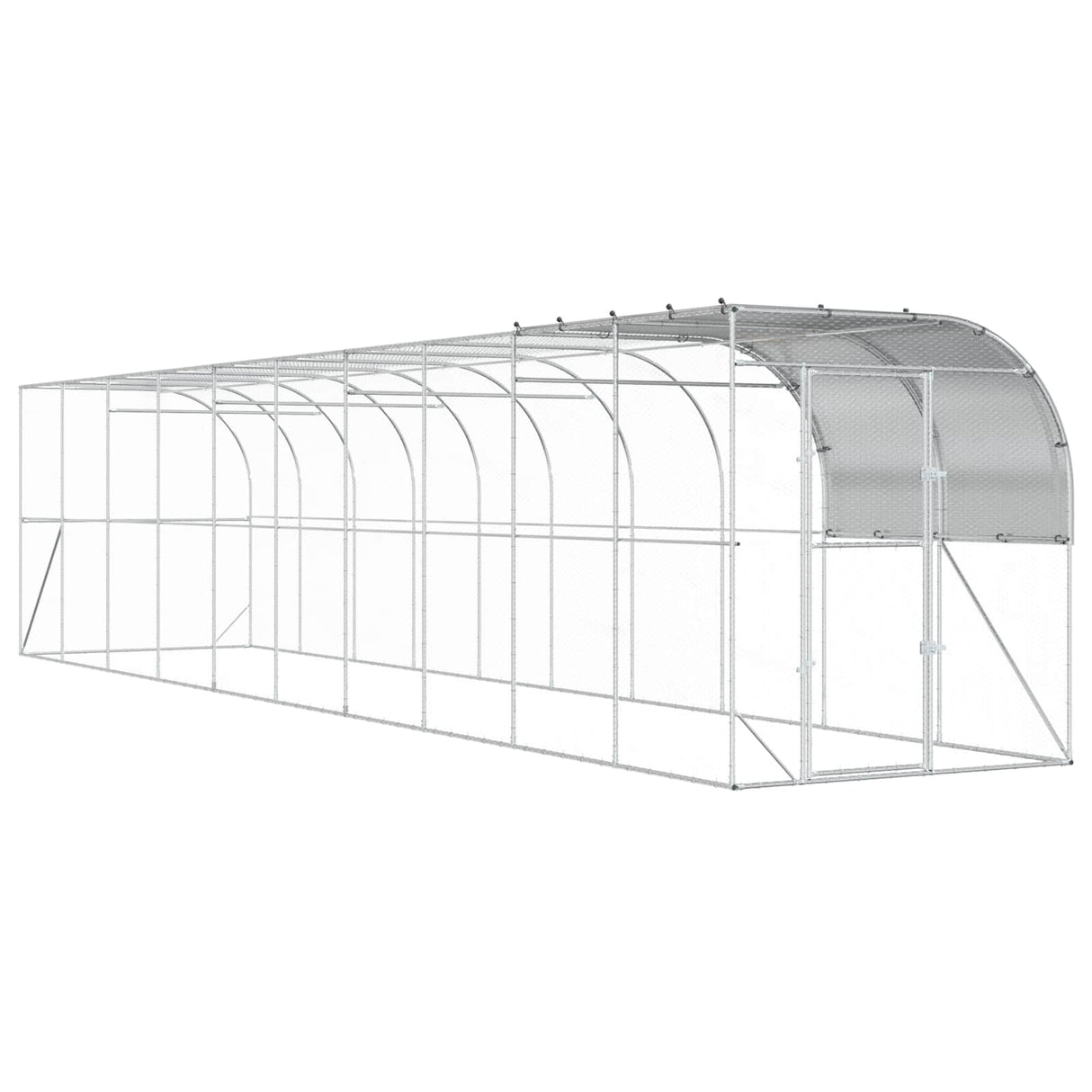 Against Wall Chicken Coop Silver 1000 x 200 x 215 cm