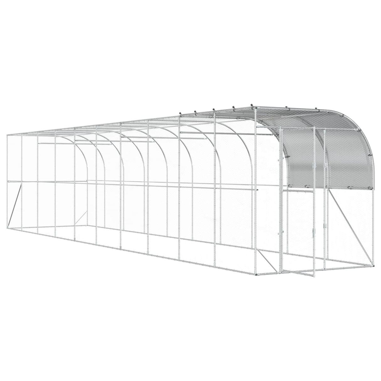 Against Wall Chicken Coop Silver 1000 x 200 x 215 cm