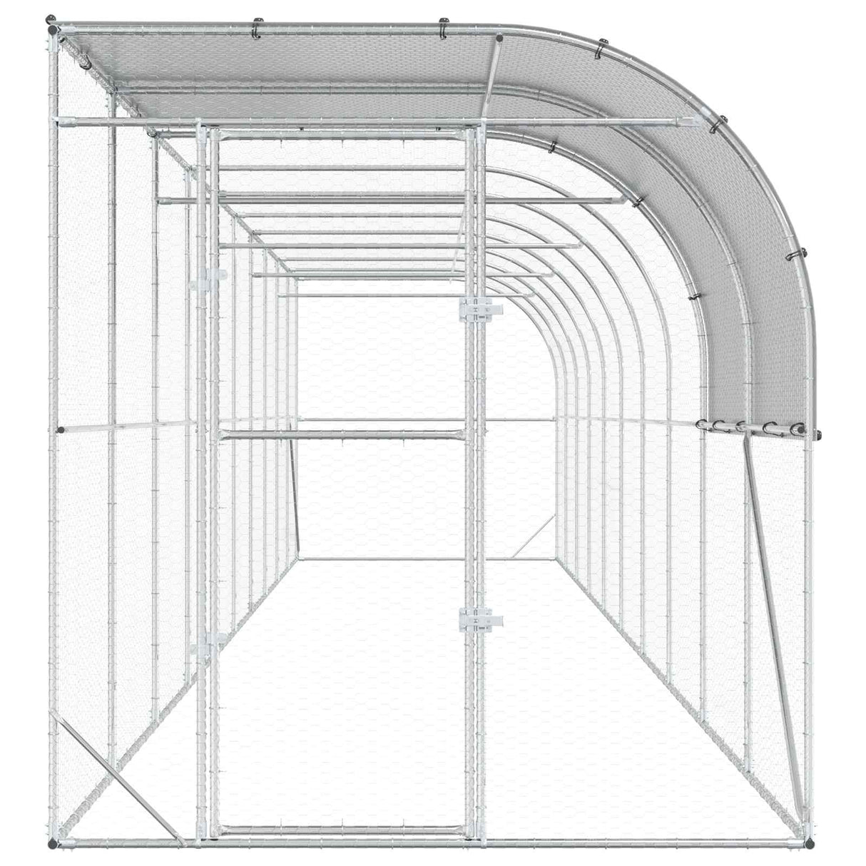 Against Wall Chicken Coop Silver 1000 x 200 x 215 cm