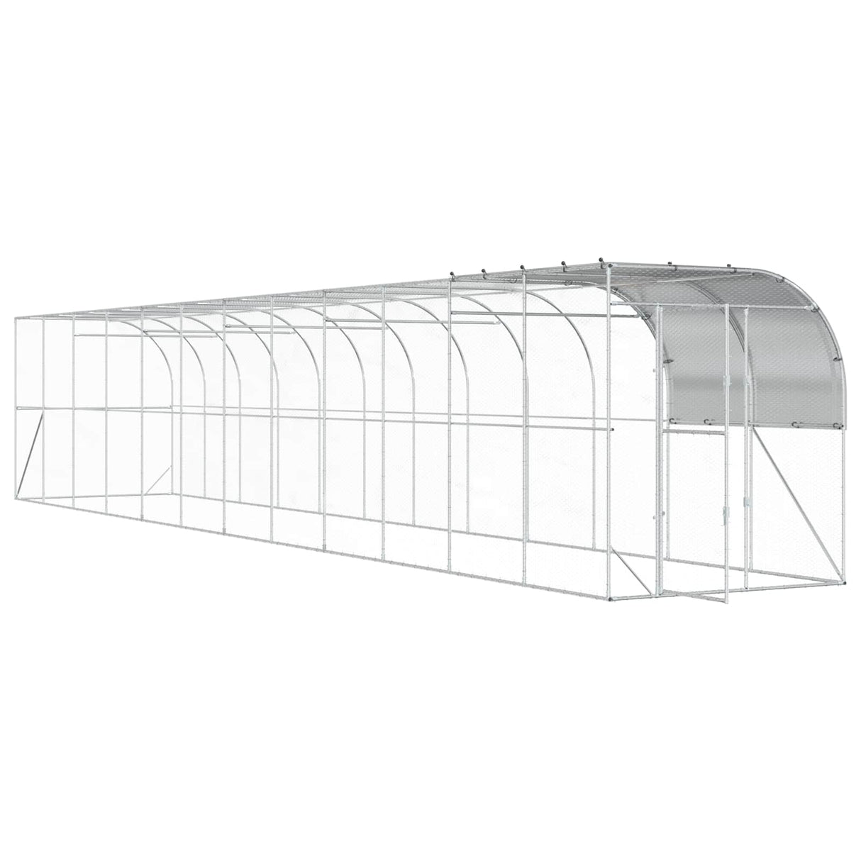 Against Wall Chicken Coop Silver 1200 x 200 x 215 cm