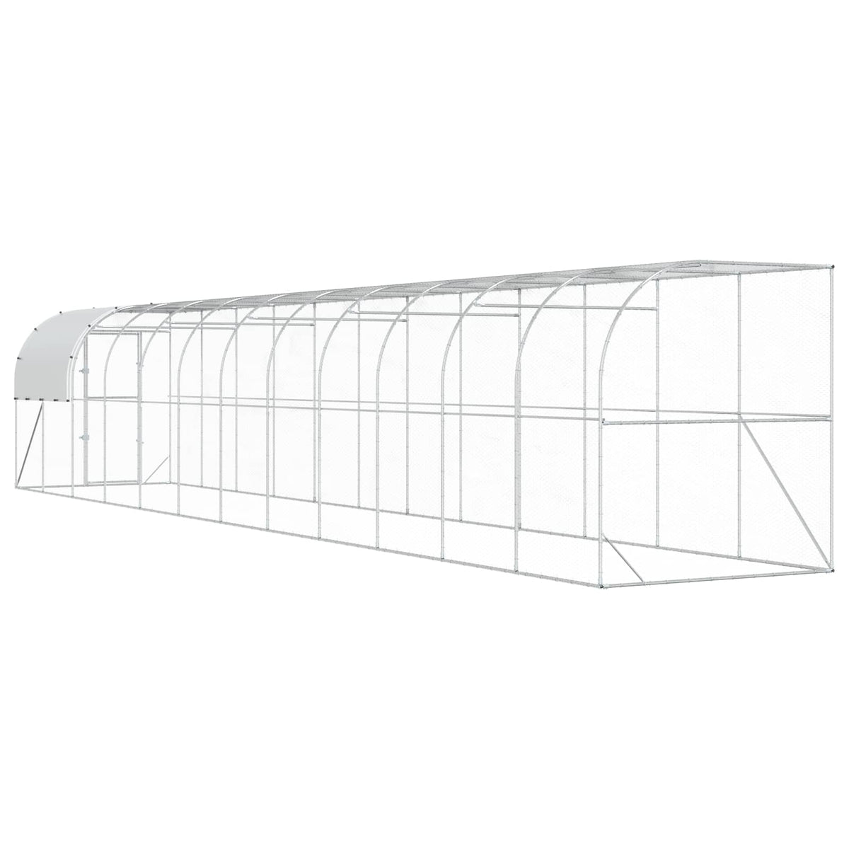 Against Wall Chicken Coop Silver 1200 x 200 x 215 cm