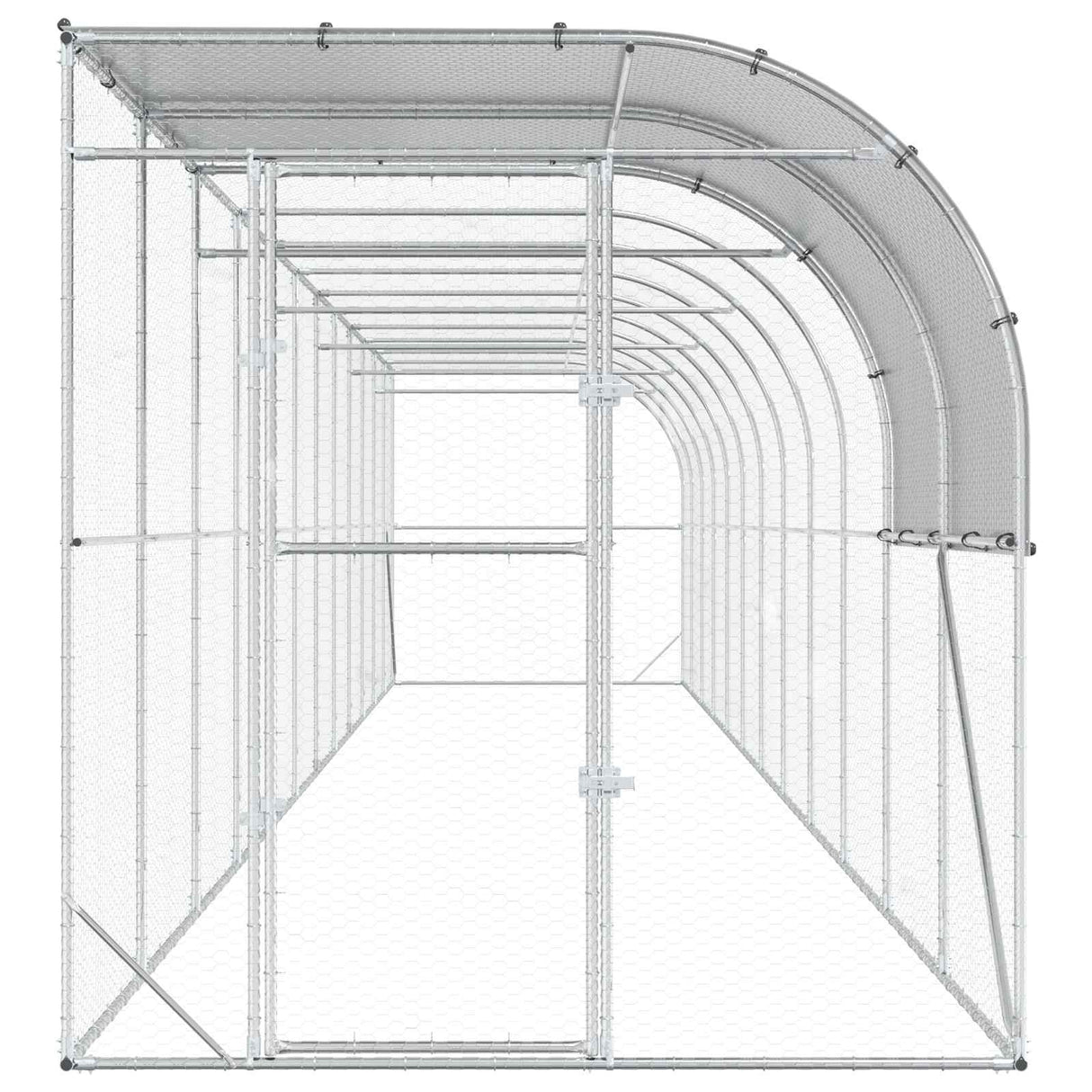 Against Wall Chicken Coop Silver 1200 x 200 x 215 cm