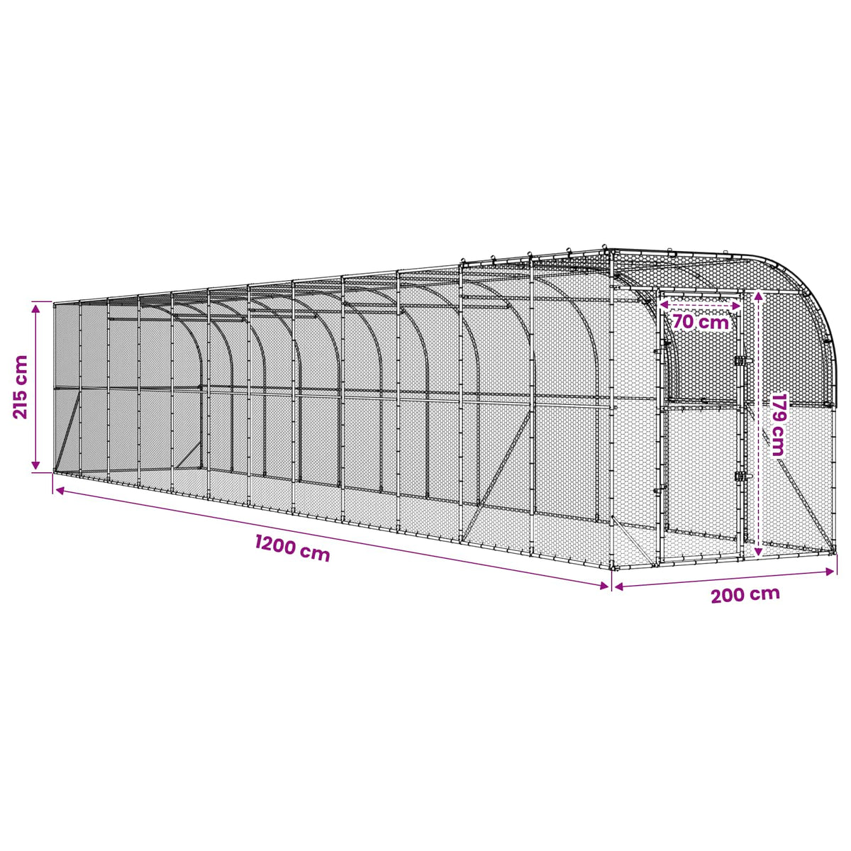 Against Wall Chicken Coop Silver 1200 x 200 x 215 cm