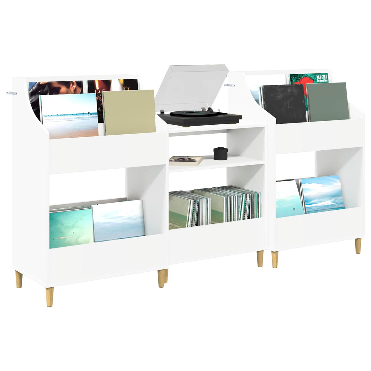Media Shelves Set 3 pcs White Engineered Wood