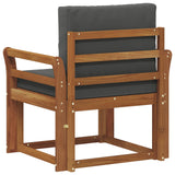 Outdoor Sofa Solid Acacia Wood and Polyester Natural