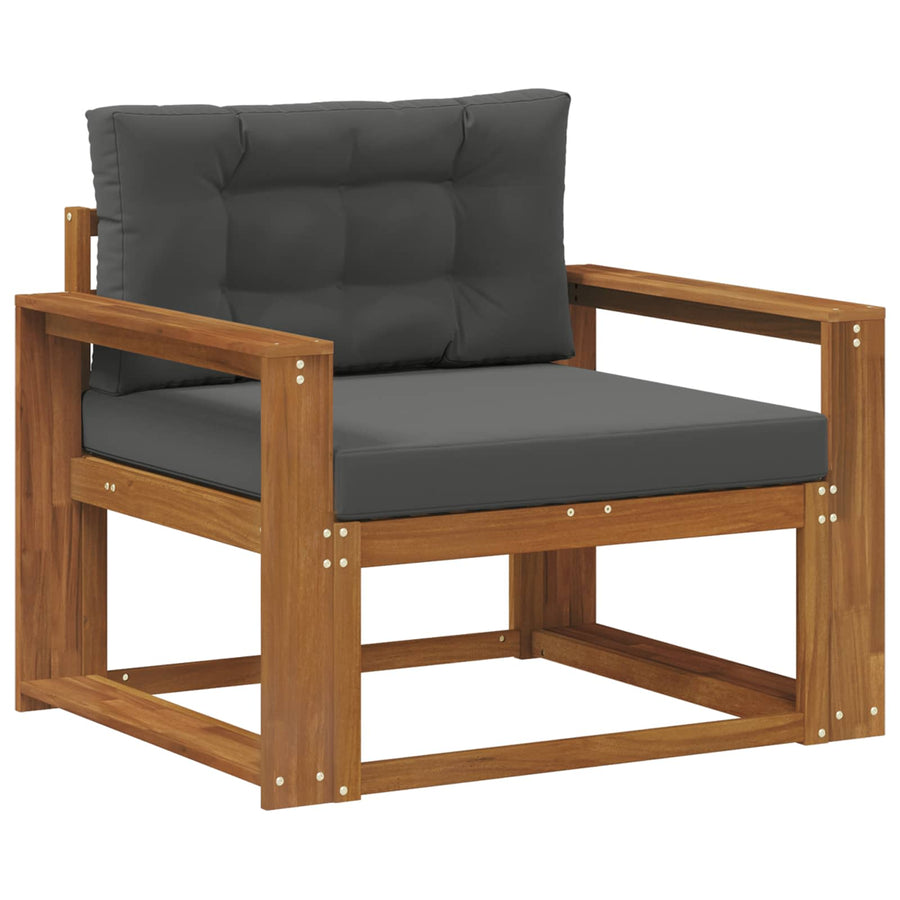 Outdoor Middle Sofa Solid Acacia Wood Natural and Anthracite