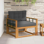 Outdoor Middle Sofa Solid Acacia Wood Natural and Anthracite