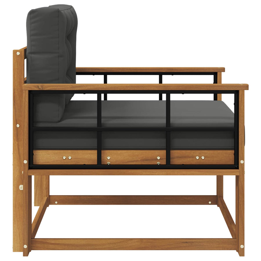 Outdoor Middle Sofa Solid Acacia Wood Natural and Anthracite