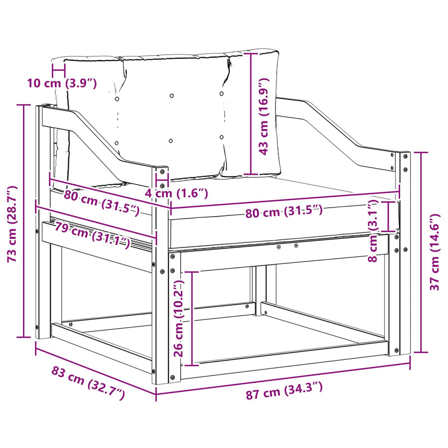 Outdoor Middle Sofa Solid Acacia Wood Natural and Anthracite
