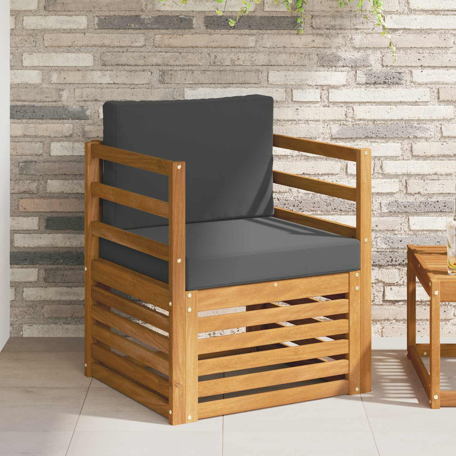 Outdoor Sofa Set Natural and Anthracite Solid Acacia Wood