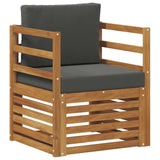 Outdoor Sofa Solid Acacia Wood and Polyester Natural - Front View