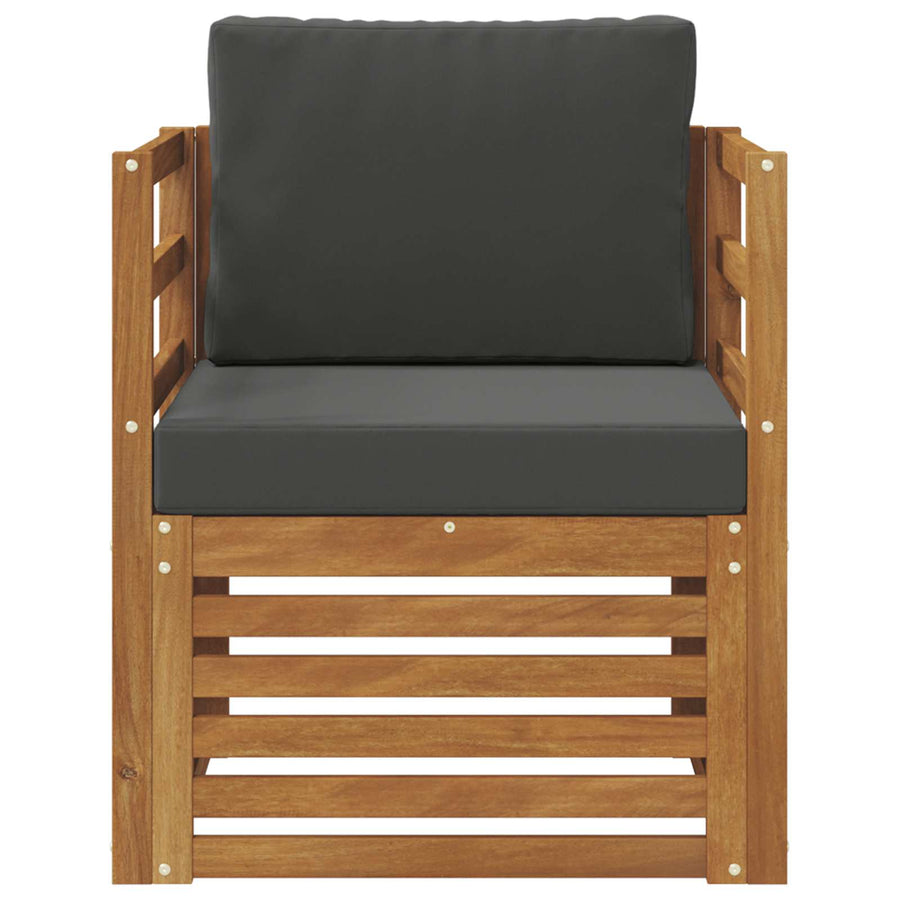 Outdoor Sofa Set Natural and Anthracite Solid Acacia Wood