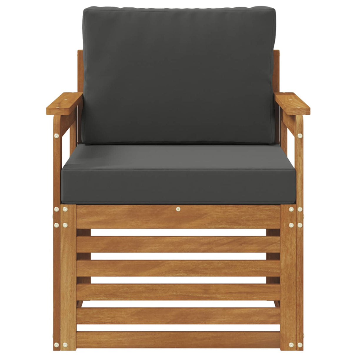 Outdoor Sofa Solid Acacia Wood and Polyester Natural