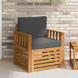 Outdoor Sofa Solid Acacia Wood and Polyester Natural